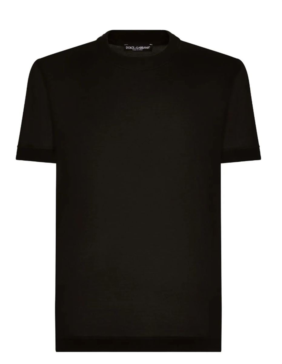 Crew-neck Silk T-shirt-DOLCE & GABBANA-Verso