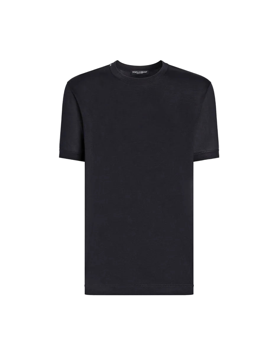 Crew neck silk t-shirt-DOLCE&GABBANA-308975-46-Verso