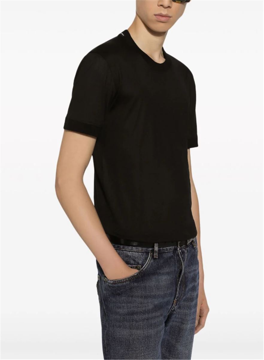 Crew-neck Silk T-shirt-DOLCE & GABBANA-Verso