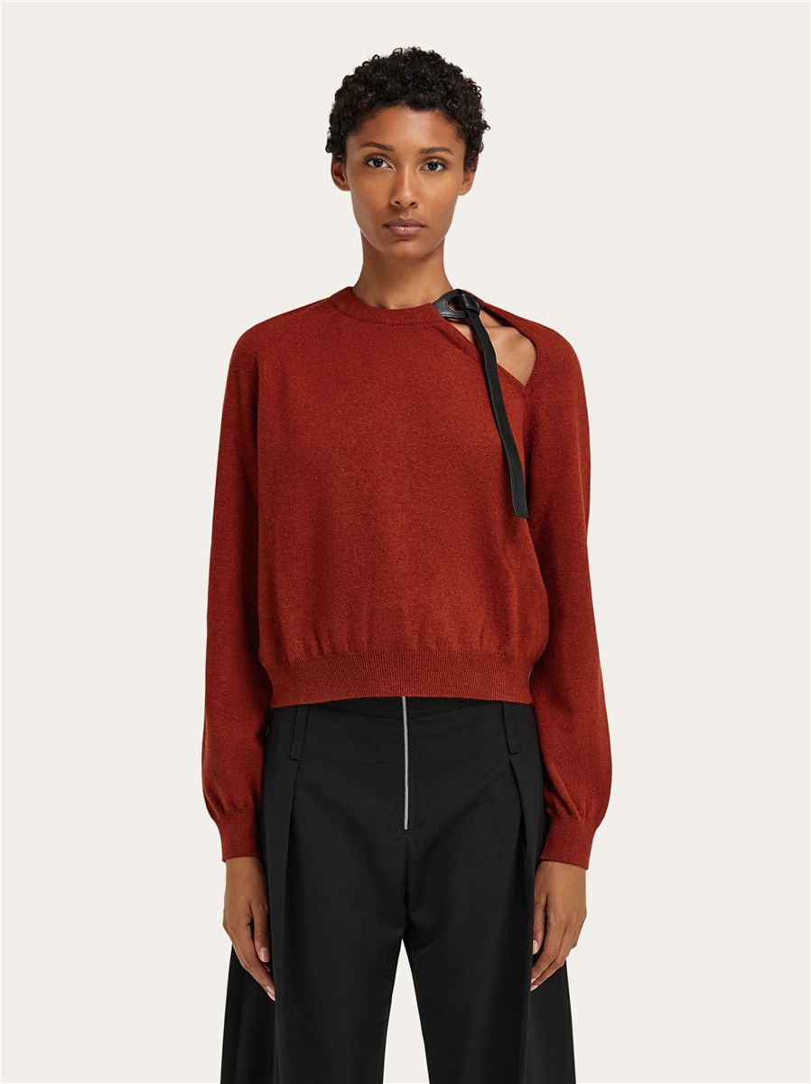 Crew neck sweater with cut-out detail-FERRAGAMO-Verso