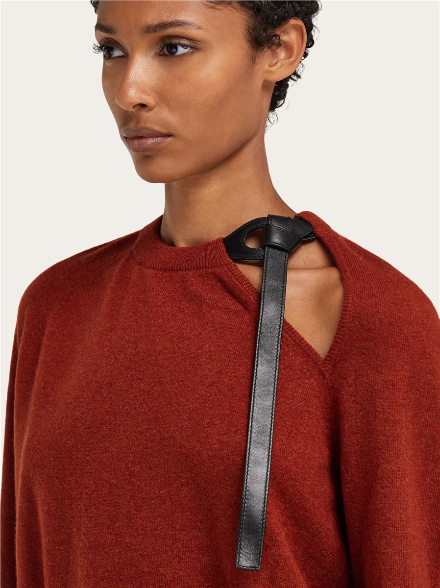 Crew neck sweater with cut-out detail-FERRAGAMO-Verso
