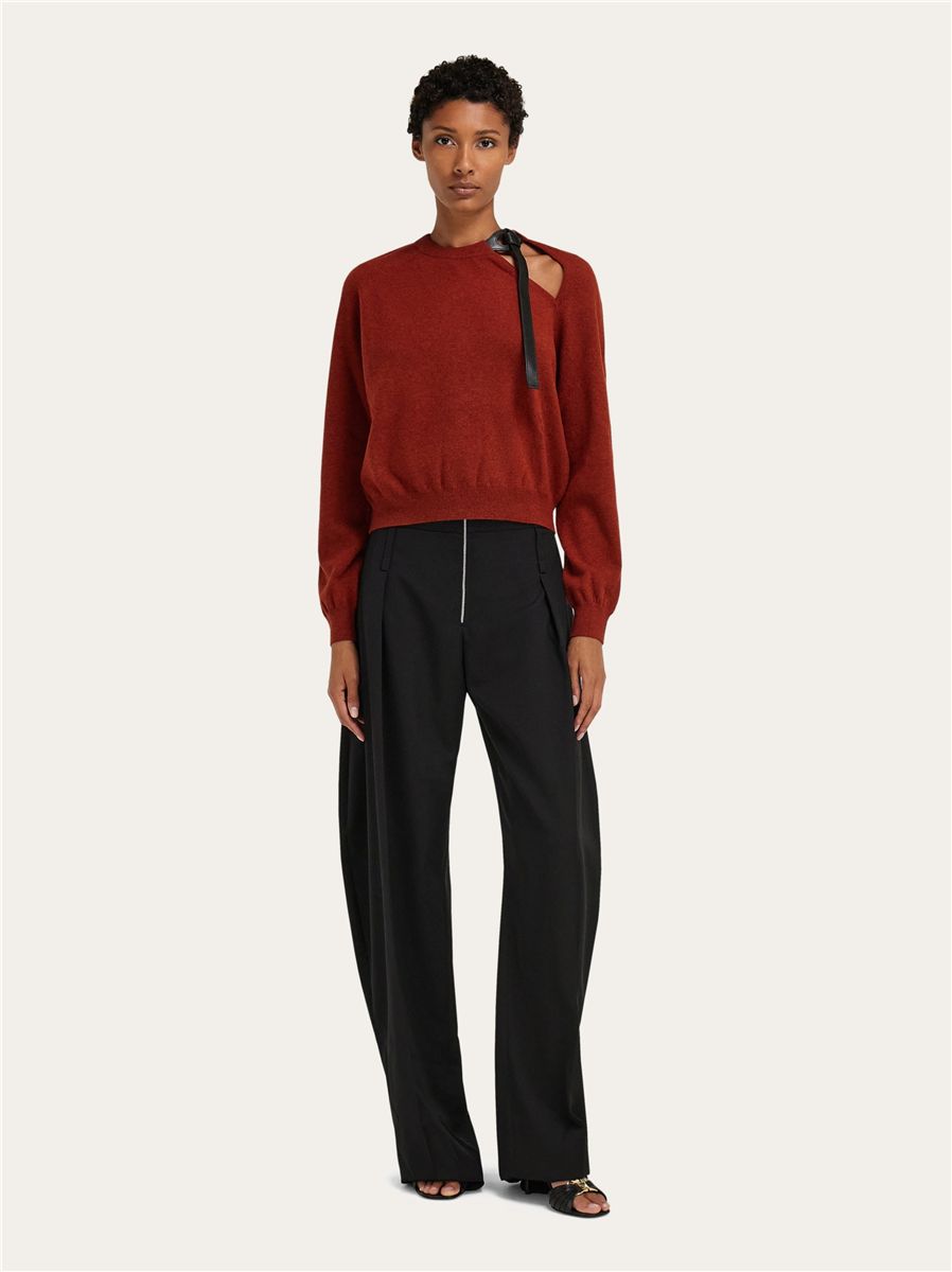 Crew neck sweater with cut-out detail-FERRAGAMO-Verso