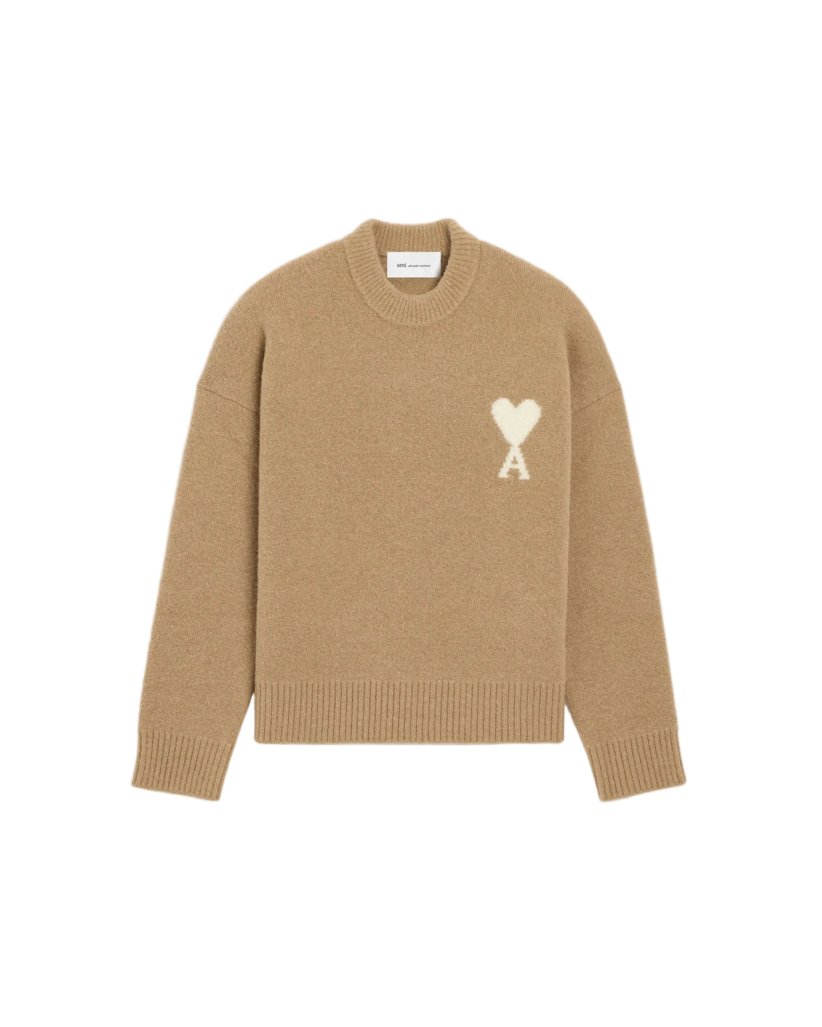 Crewneck alpaca sweater with ami de coeur-AMI-Verso