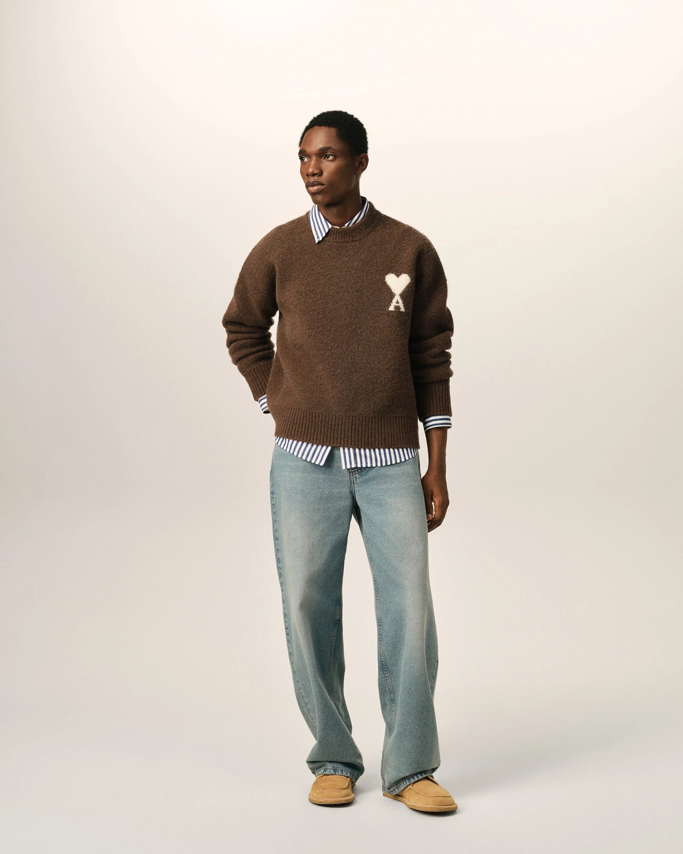 Crewneck alpaca sweater with ami de coeur