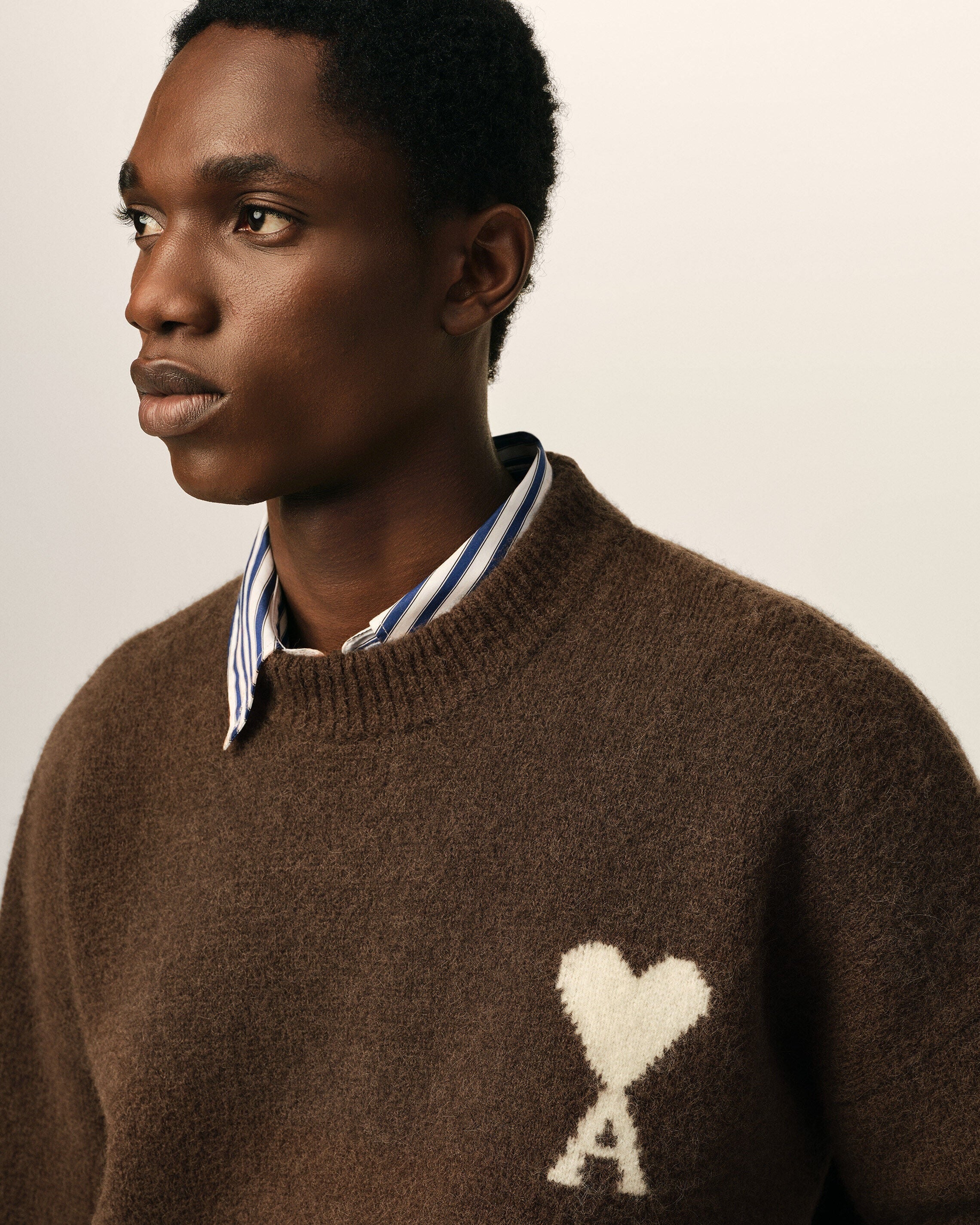Crewneck alpaca sweater with ami de coeur
