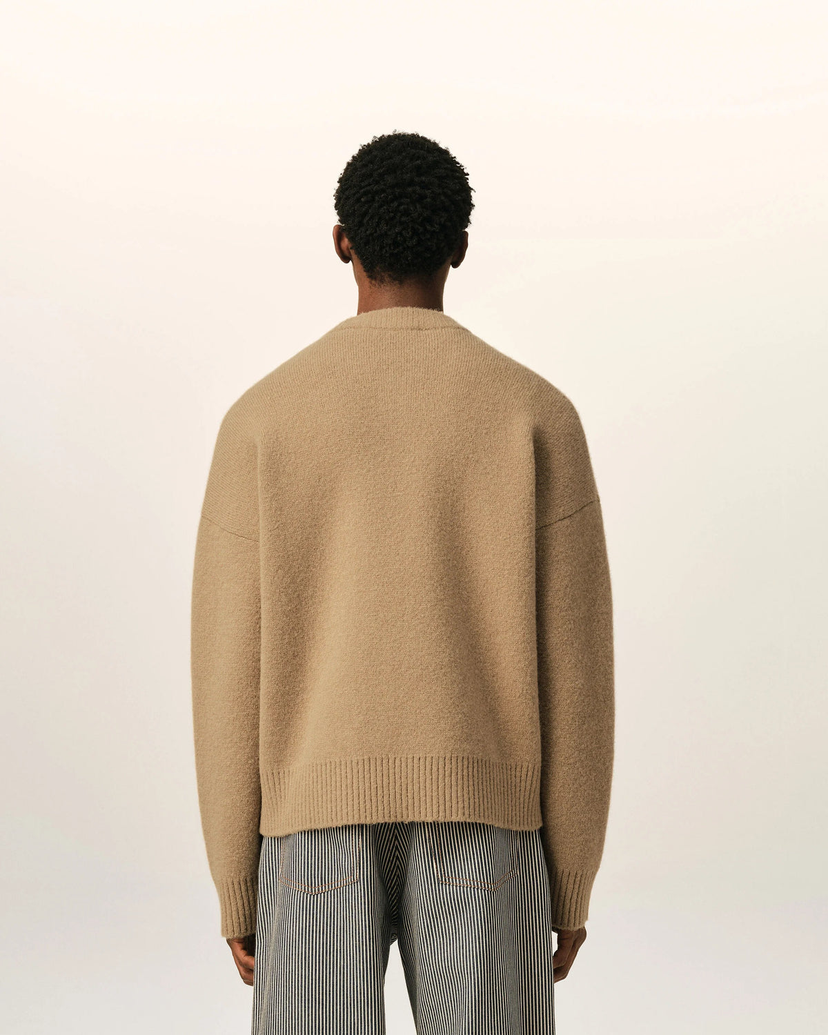 Crewneck alpaca sweater with ami de coeur-AMI-Verso