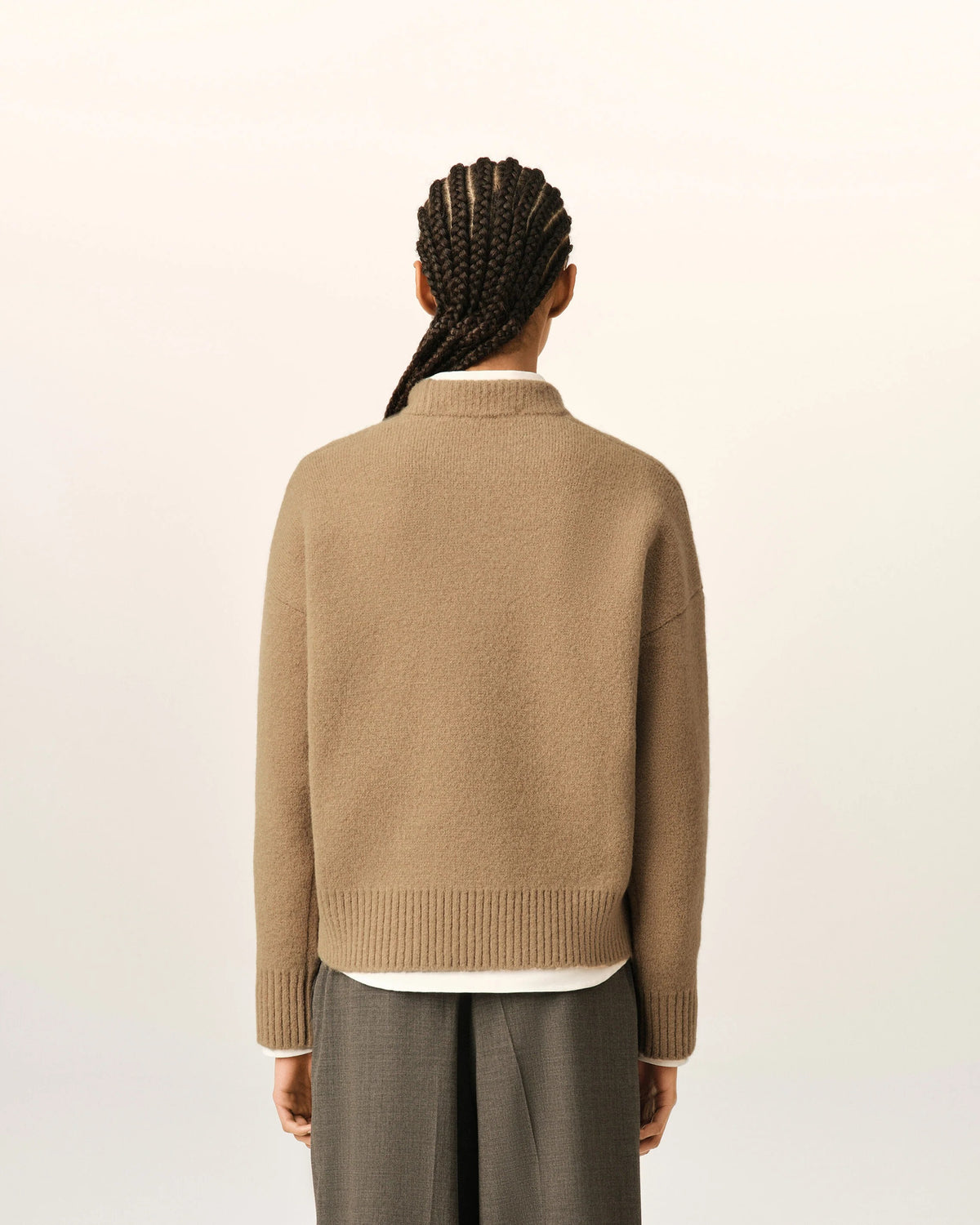 Crewneck alpaca sweater with ami de coeur-AMI-Verso