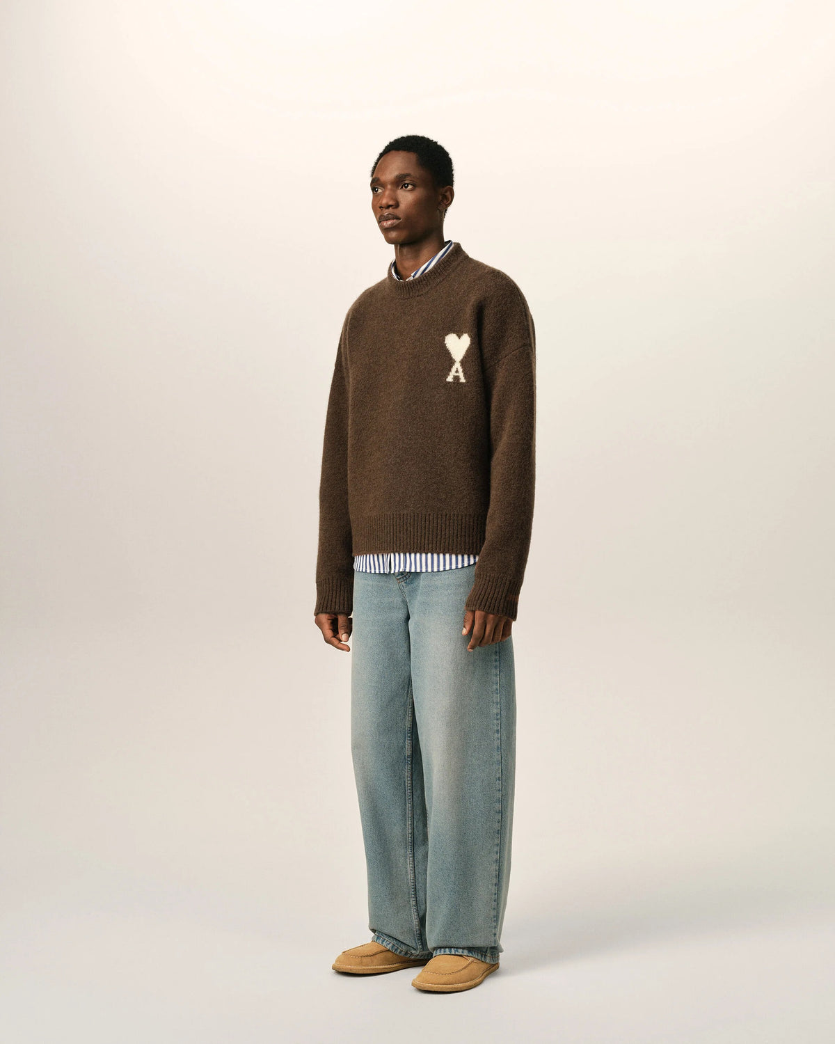 Crewneck alpaca sweater with ami de coeur