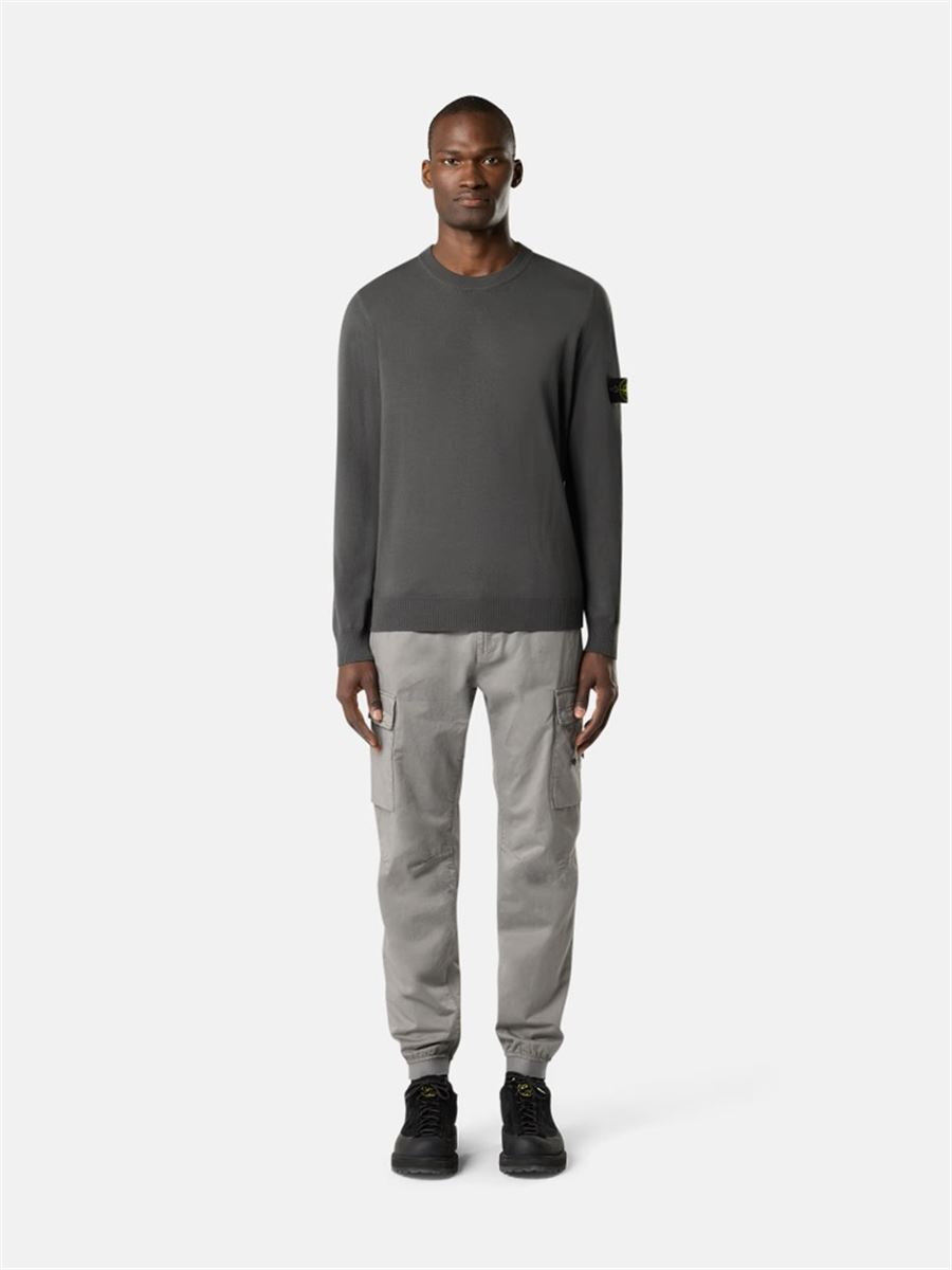 Crewneck jumper with raised stitch details-STONE ISLAND-Verso