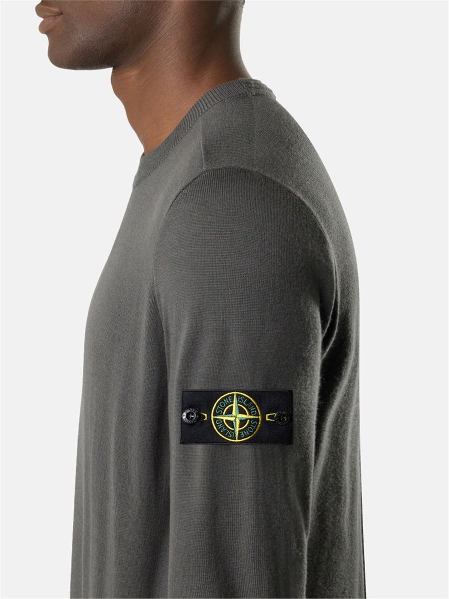 Crewneck jumper with raised stitch details-STONE ISLAND-Verso