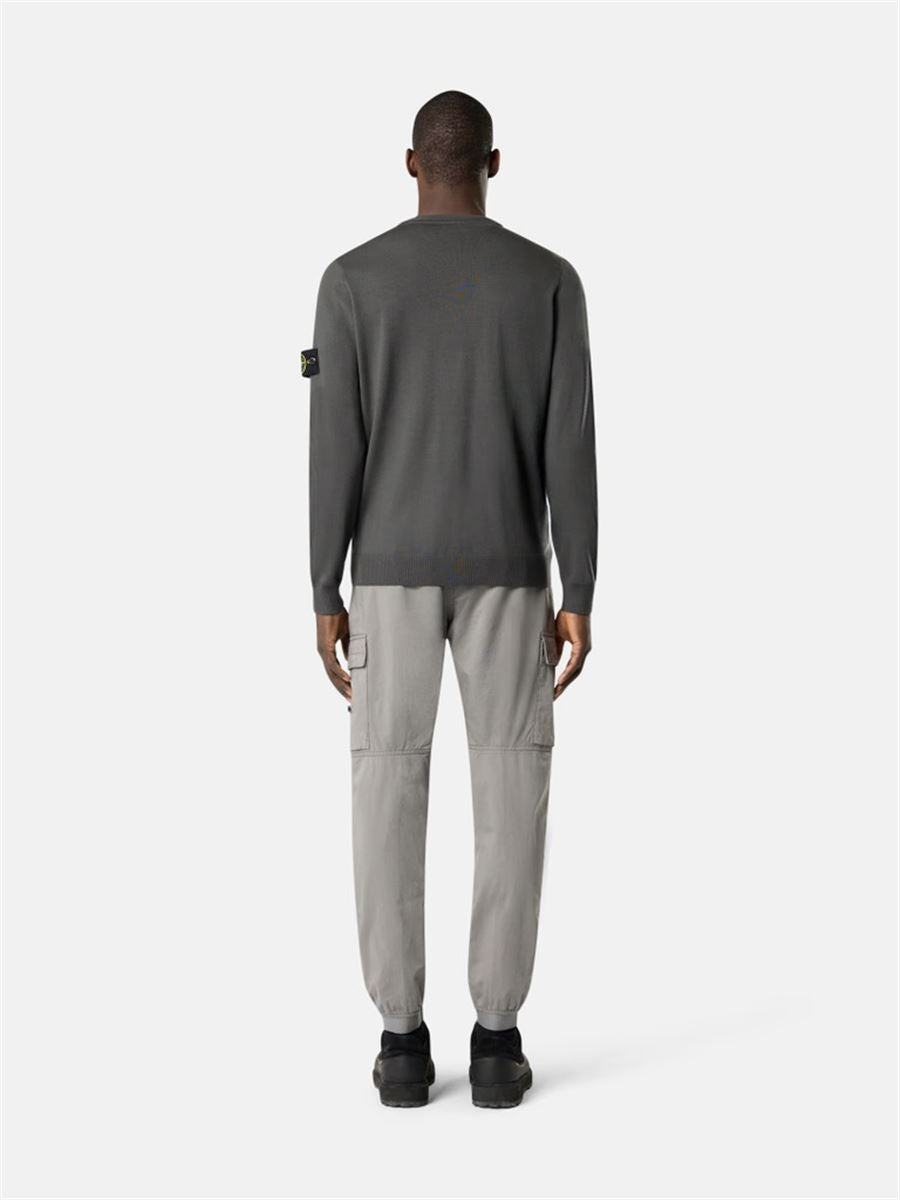 Crewneck jumper with raised stitch details-STONE ISLAND-Verso