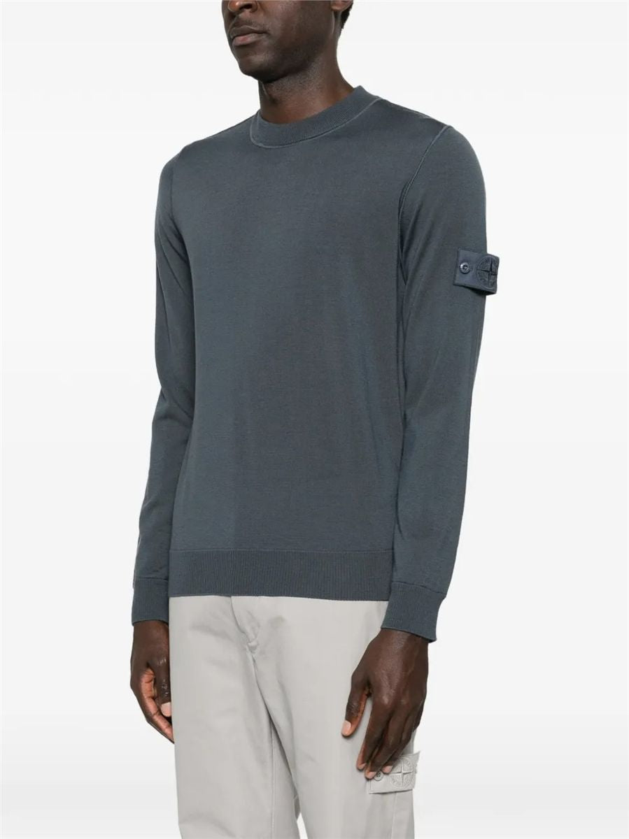 Crewneck jumper with ribbed trims-STONE ISLAND-Verso