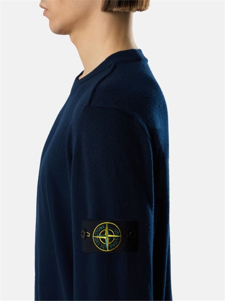 Crewneck jumper with rolled edges-STONE ISLAND-Verso