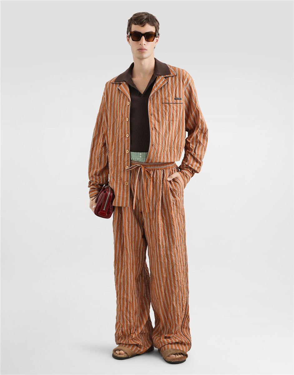 Crinkled striped fabric vanity trousers-DOLCE&GABBANA-Verso