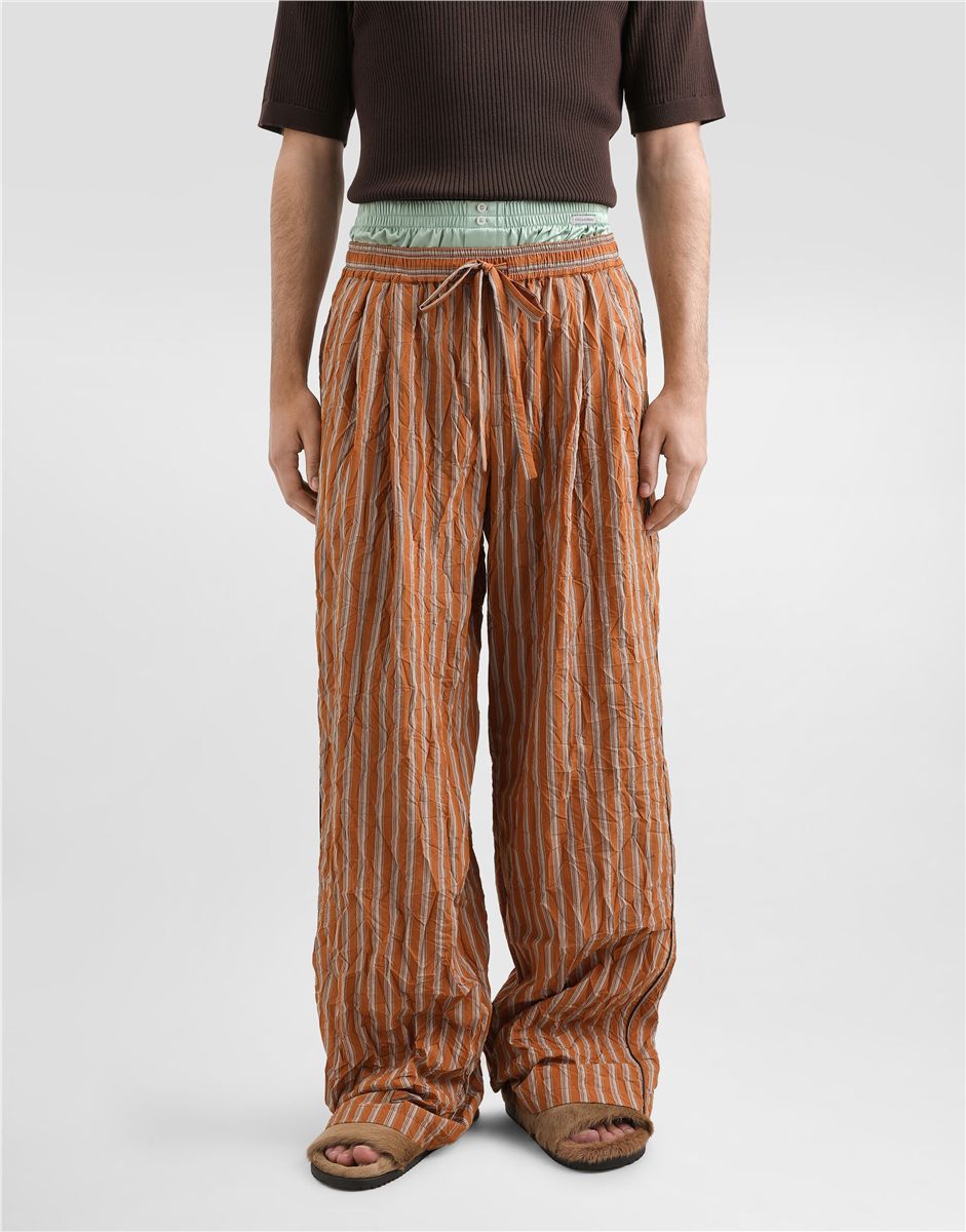 Crinkled striped fabric vanity trousers-DOLCE&GABBANA-Verso