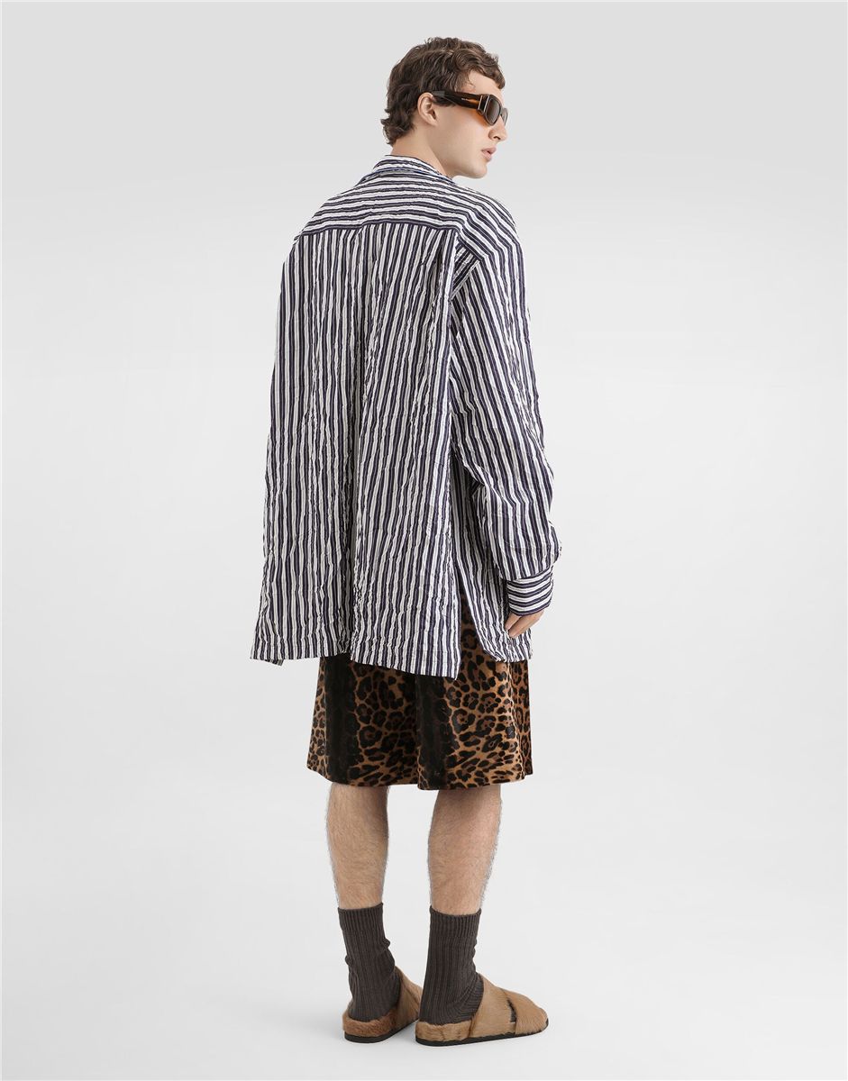 Crinkled Striped Vanity Shirt-DOLCE&GABBANA-Verso