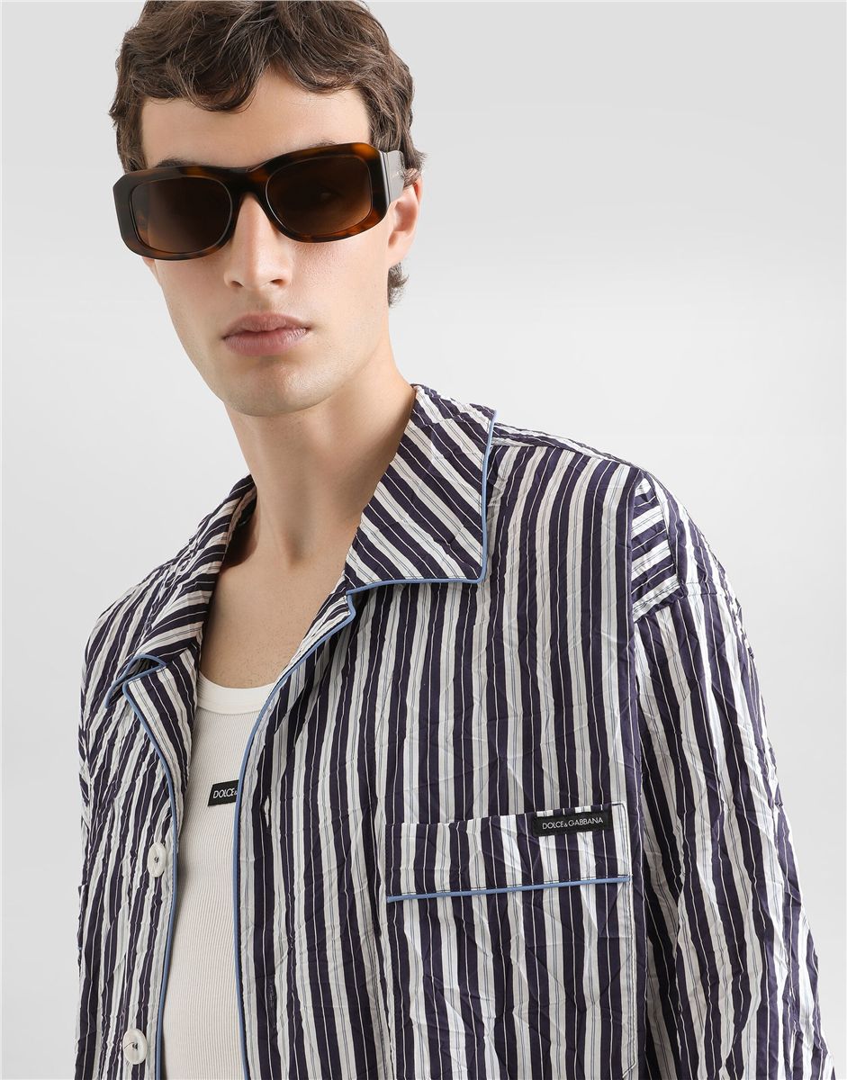 Crinkled Striped Vanity Shirt-DOLCE&GABBANA-Verso