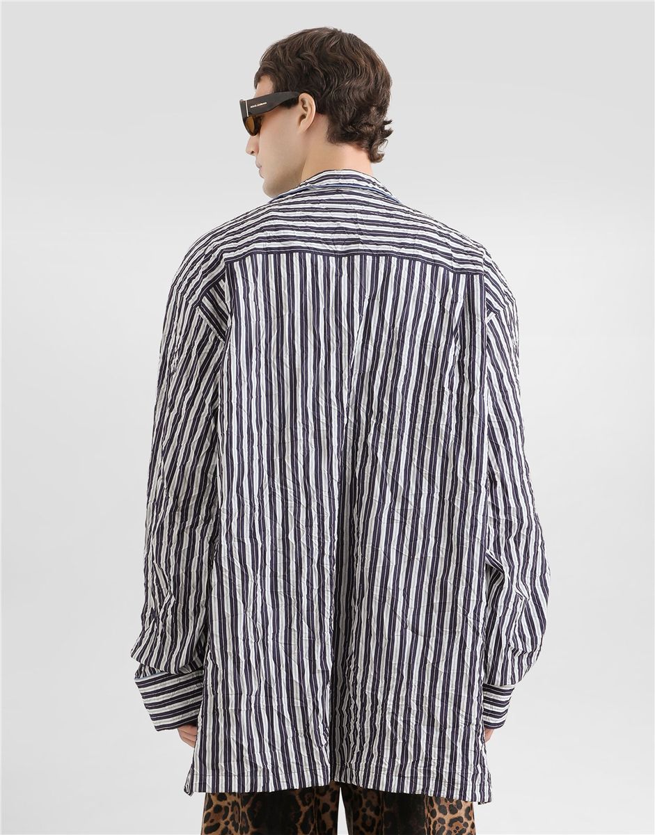 Crinkled Striped Vanity Shirt-DOLCE&GABBANA-Verso