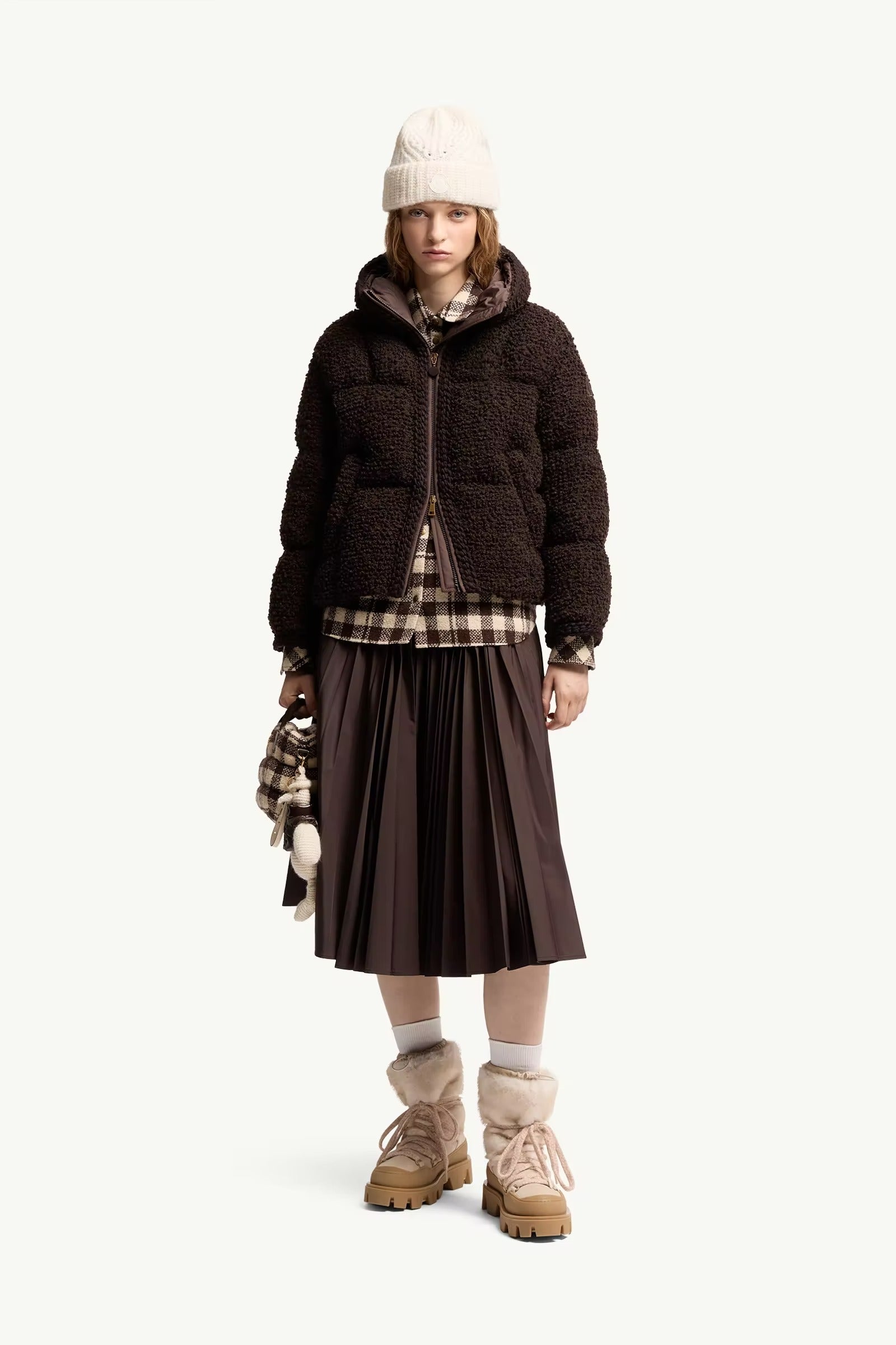 Cristallin hooded wool blend short down jacket-MONCLER-Verso