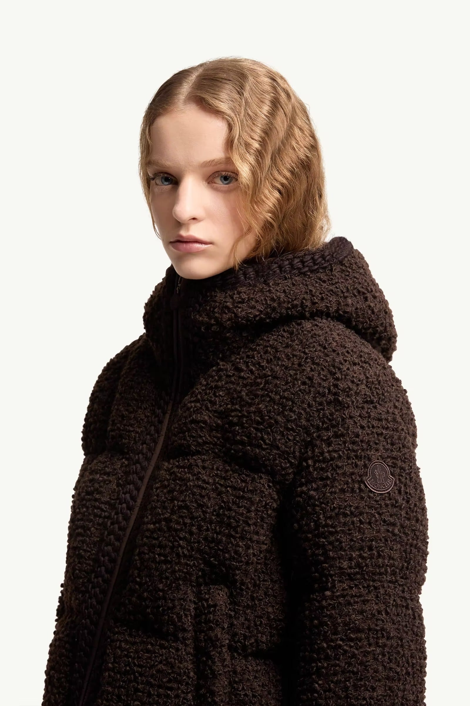Cristallin hooded wool blend short down jacket-MONCLER-Verso