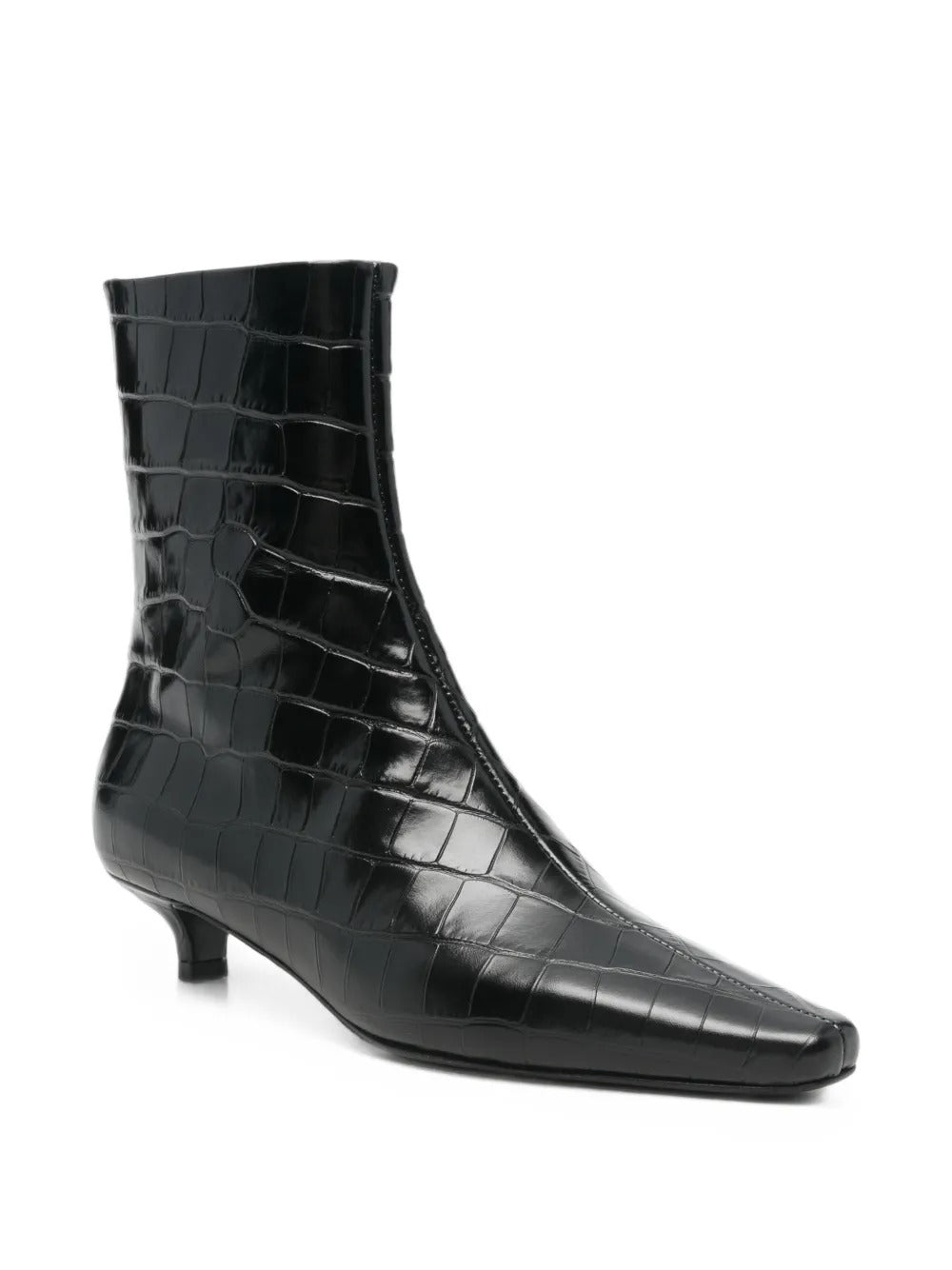 Croc-effect pointed-toe boots-TOTEME-Verso