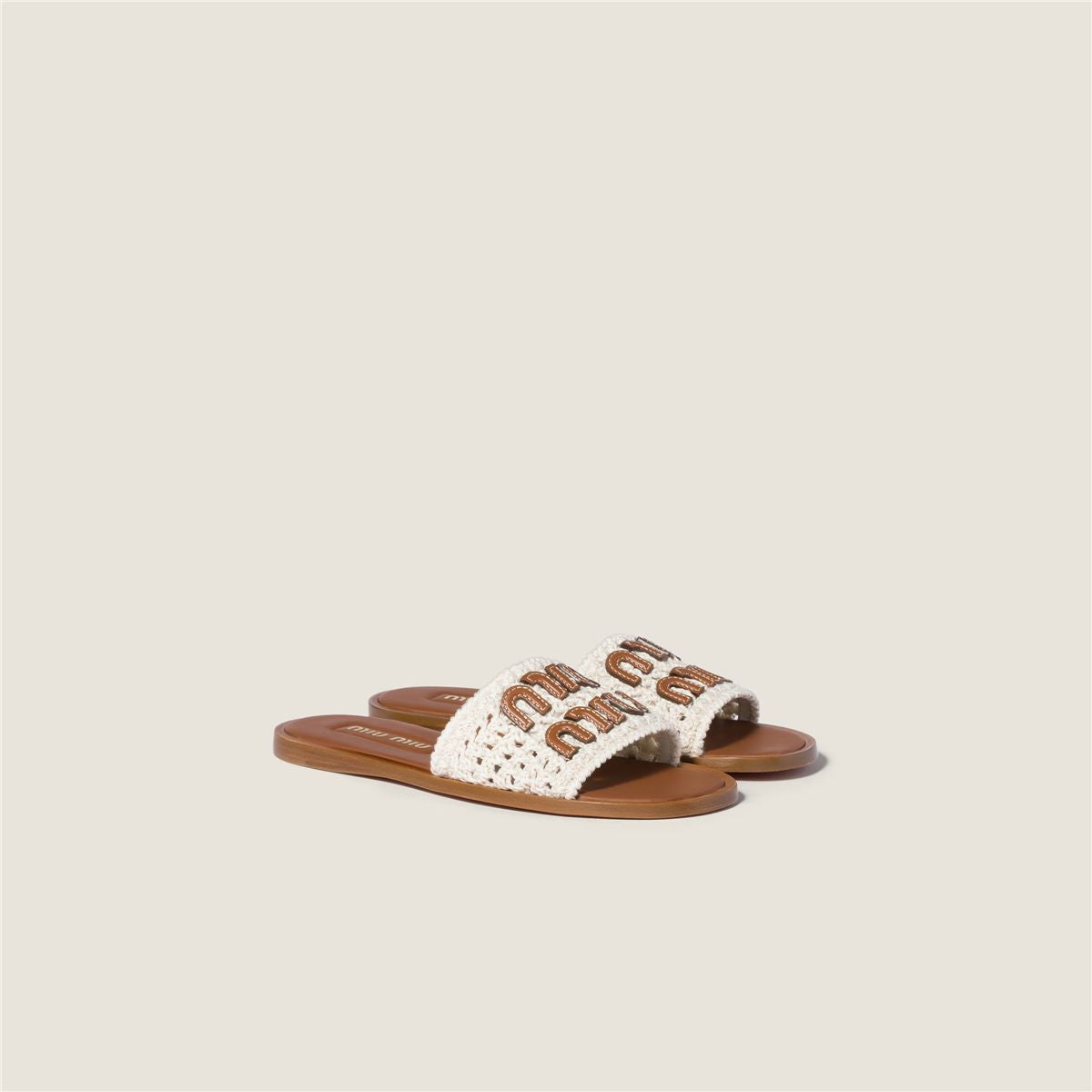 Crochet and leather slides-MIU MIU-Verso