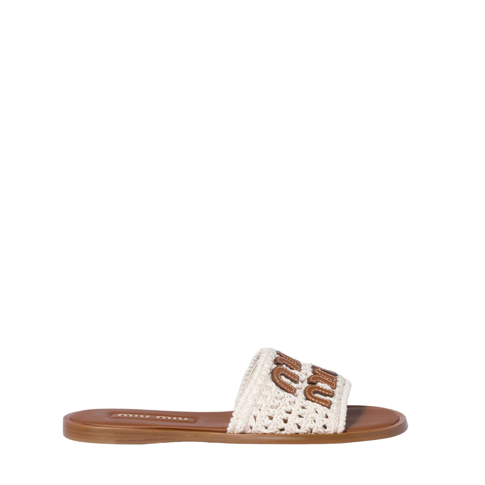 Crochet and leather slides-MIU MIU-Verso