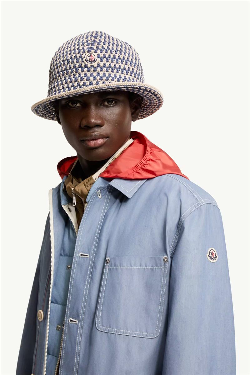 Crochet cotton blend bucket hat-MONCLER-Verso