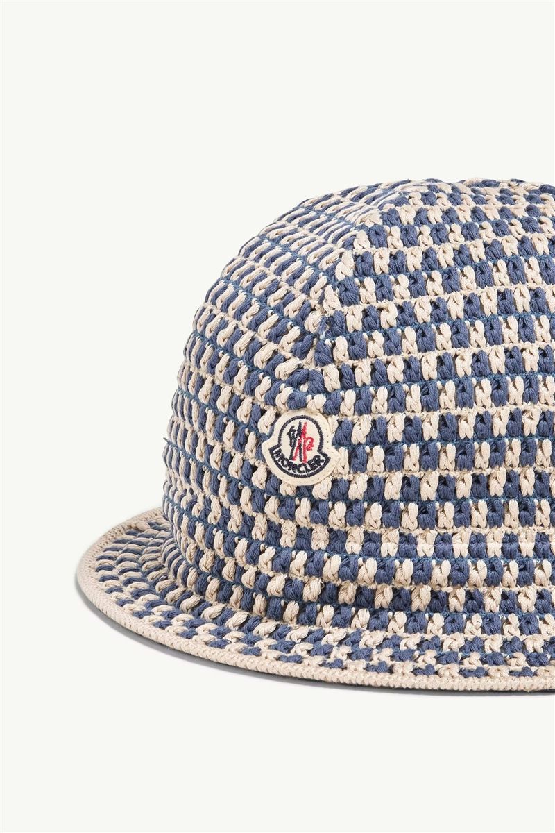 Crochet cotton blend bucket hat-MONCLER-Verso