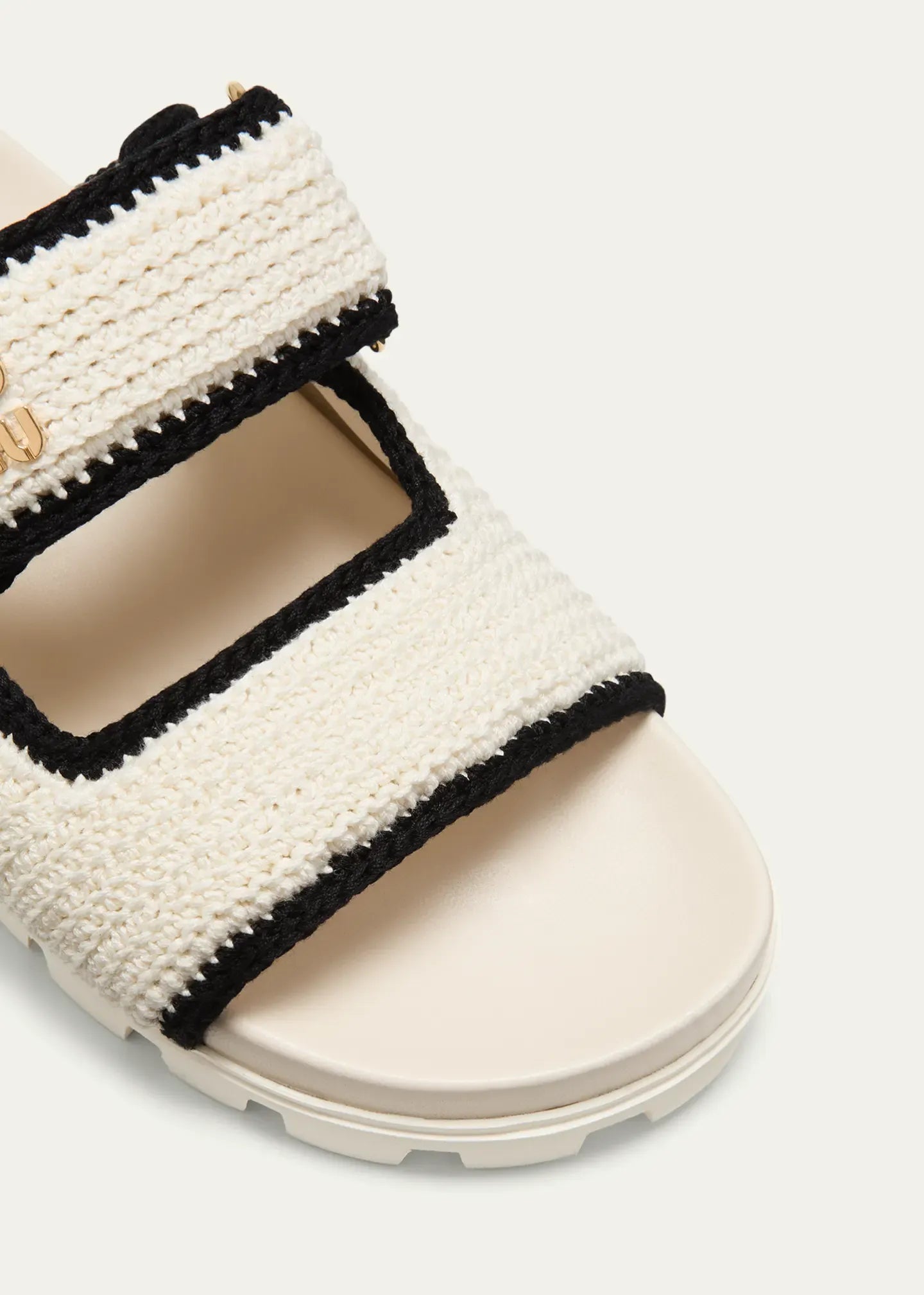 Bicolor crochet grip slide sandals-MIU MIU-Verso