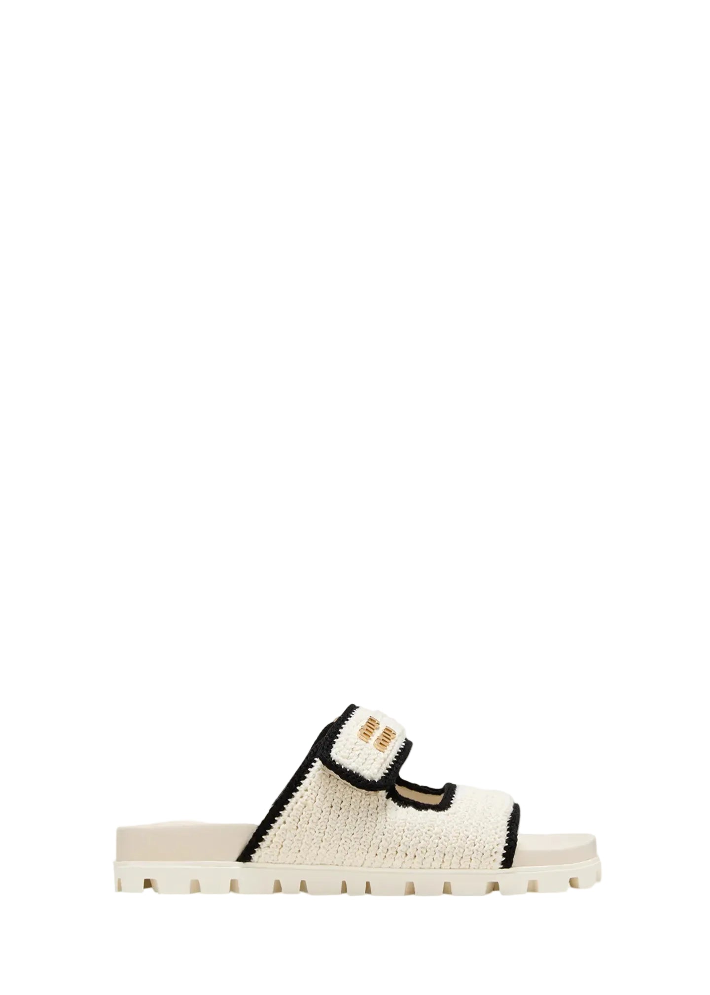 Bicolor crochet grip slide sandals-MIU MIU-Verso