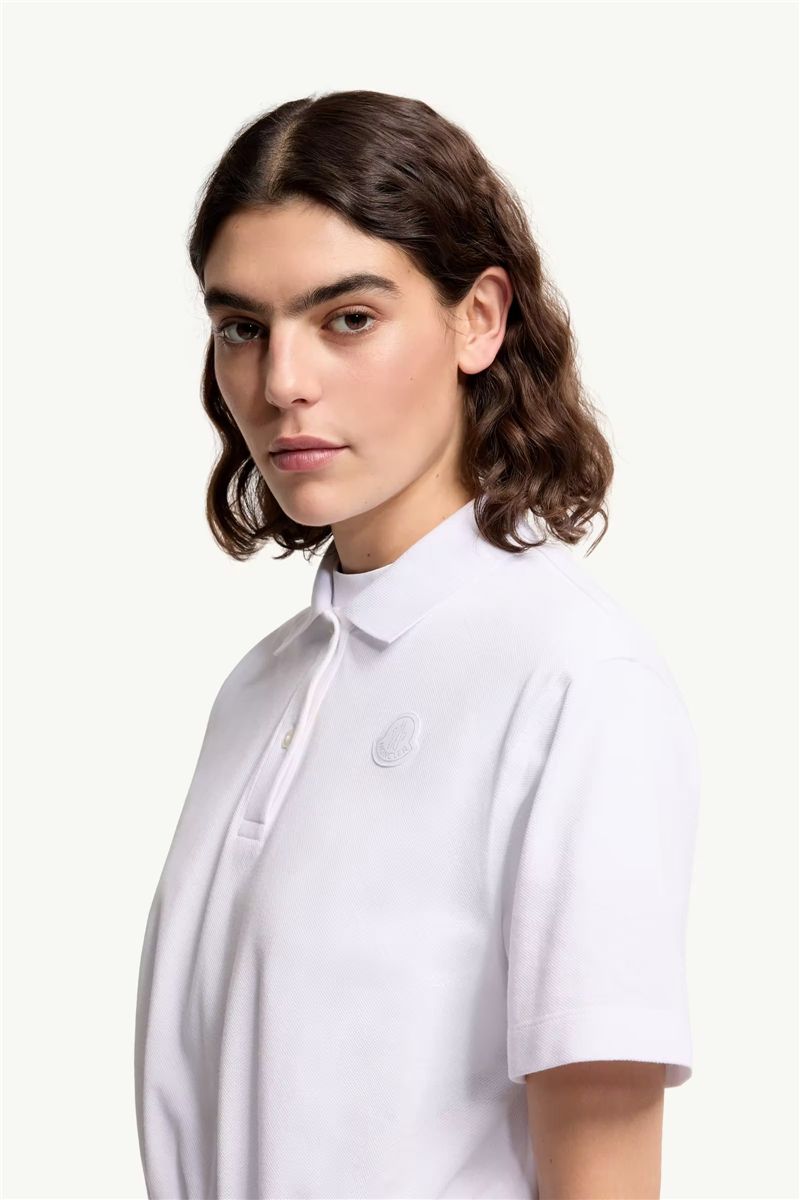 Cropped cotton piquet polo shirt-MONCLER-Verso