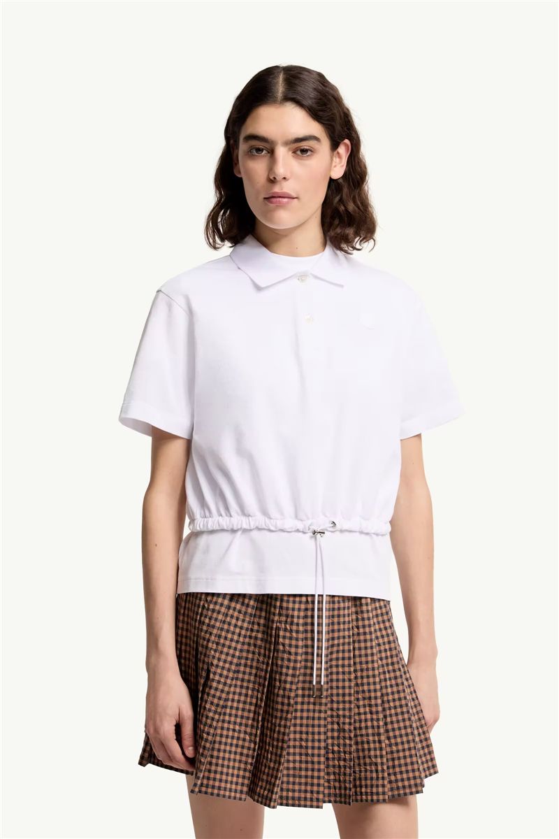 Cropped cotton piquet polo shirt-MONCLER-Verso