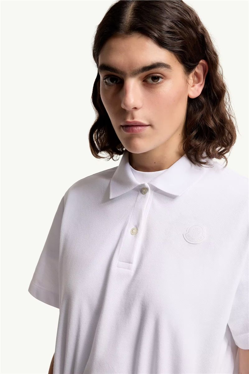 Cropped cotton piquet polo shirt-MONCLER-Verso