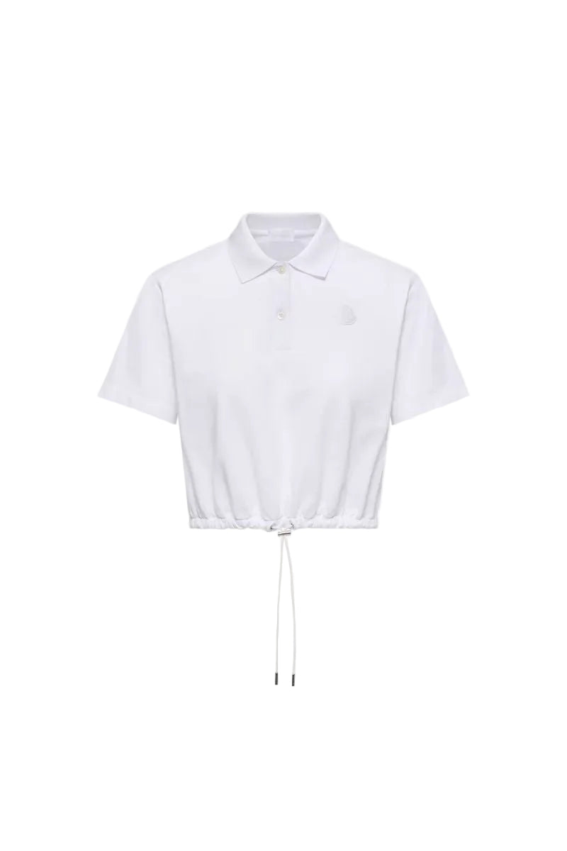 Cropped cotton piquet polo shirt-MONCLER-Verso