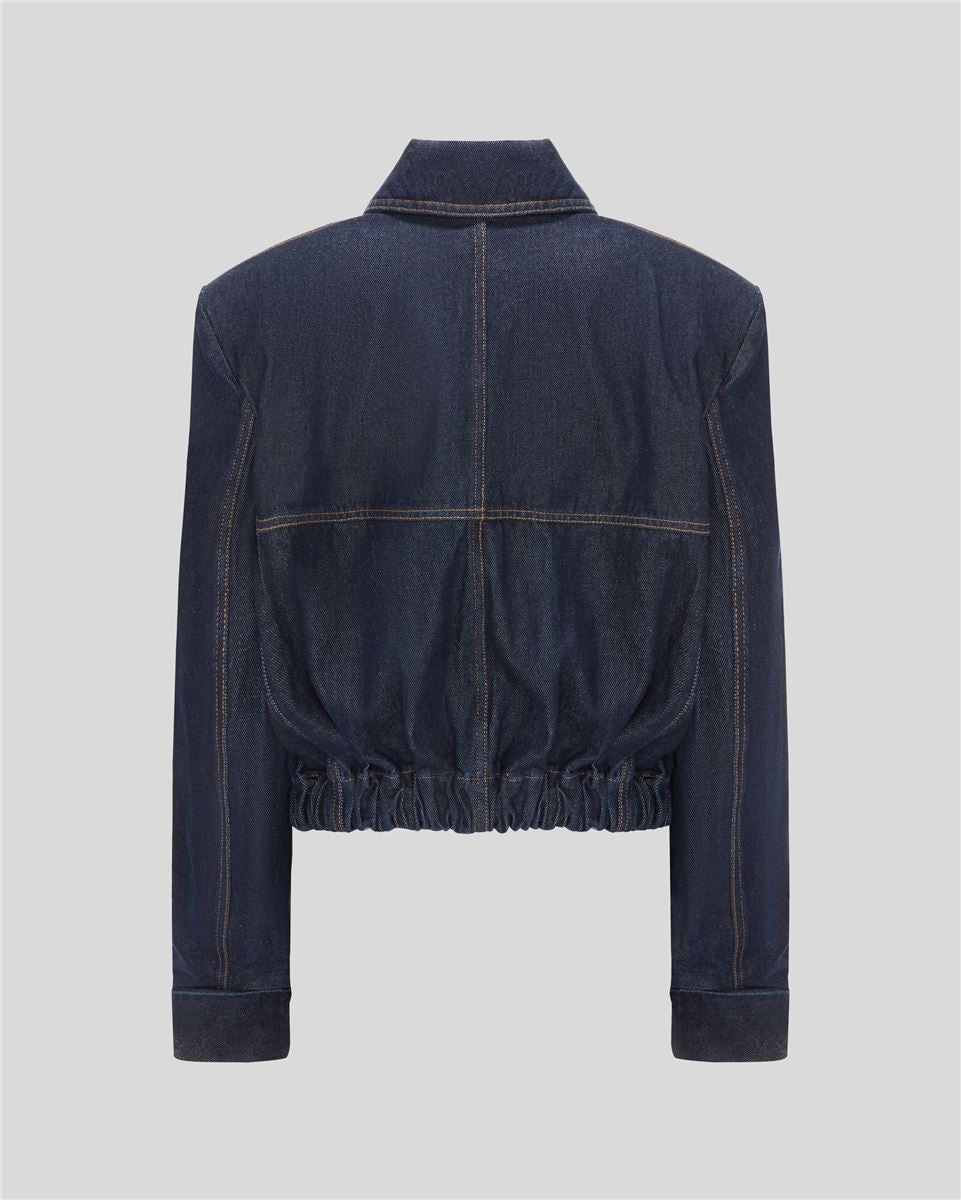 Cropped denim bomber-THE MANNEI-Verso