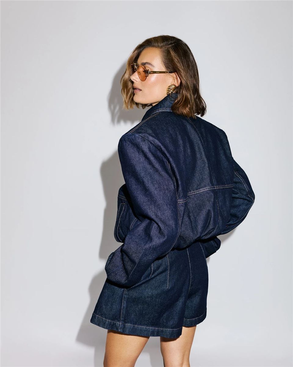 Cropped denim bomber-THE MANNEI-Verso