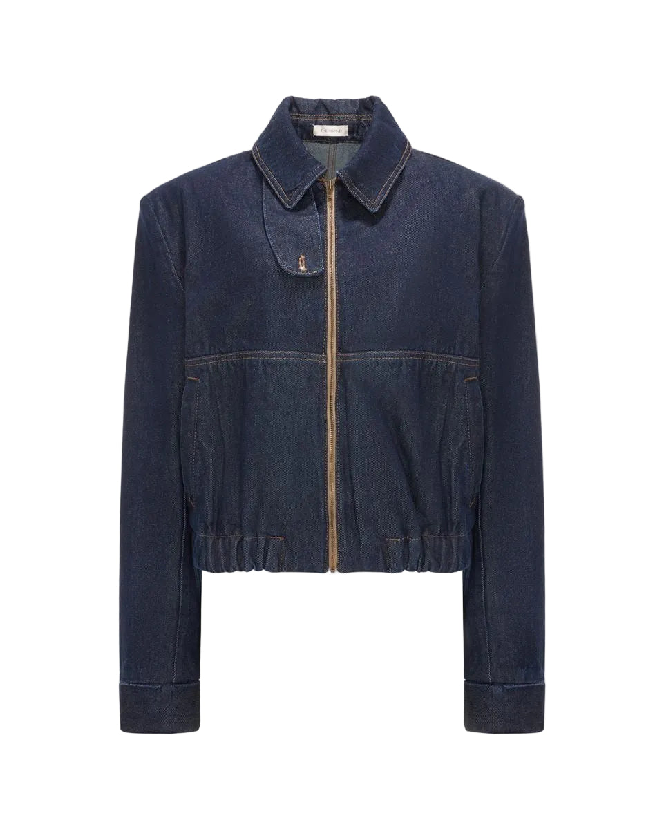 Cropped denim bomber-THE MANNEI-Verso