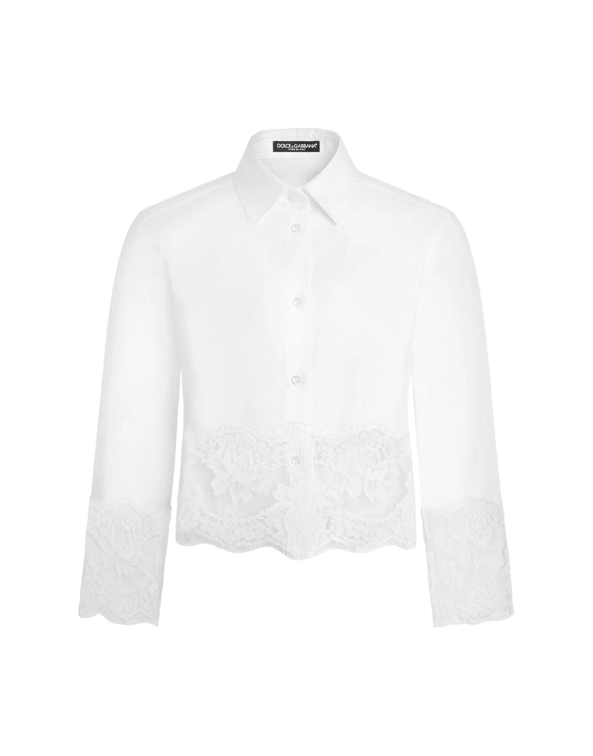 Cropped poplin shirt with lace inserts-DOLCE&GABBANA-309182-40-Verso