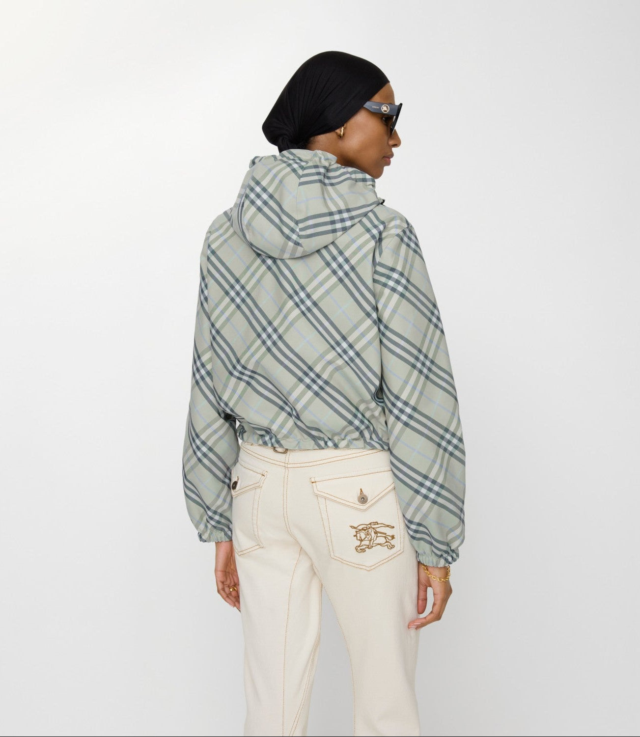 Cropped Reversible Check Jacket-BURBERRY-Verso