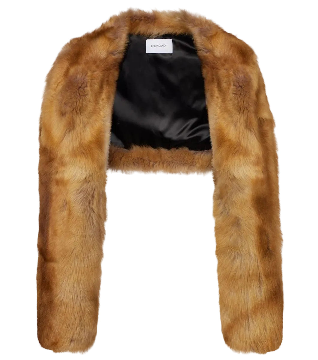Cropped shearling jacket-FERRAGAMO-Verso