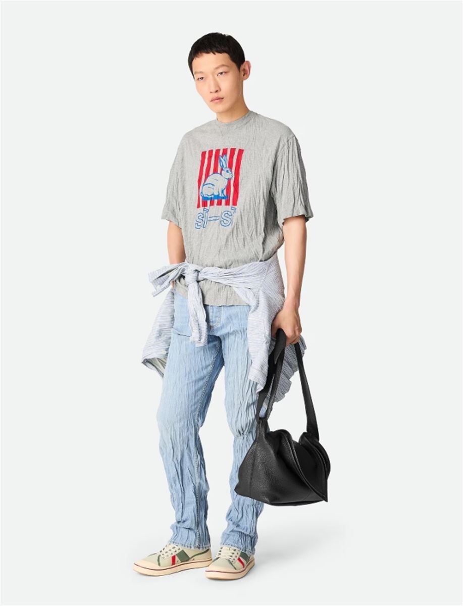 CRUSHED COTTON PRINTED JERSEY T-SHIRT-BOTTEGA VENETA-Verso