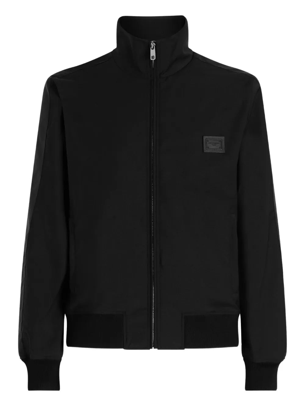 Logo-patch zip-up bomber jacket