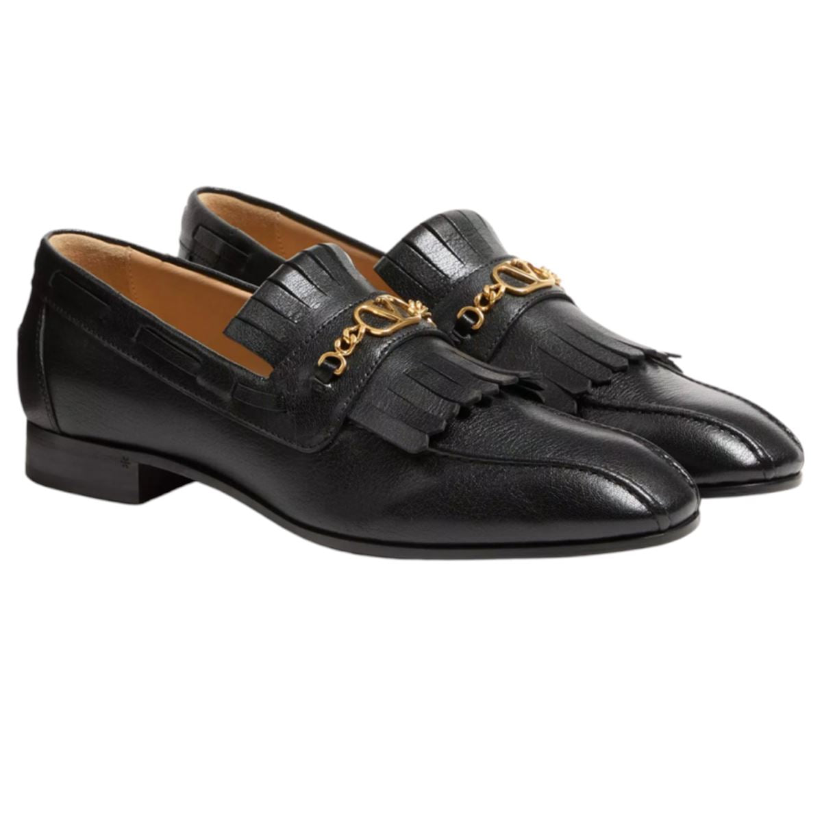 MOCCASINS WITH GOLD V LOGO SIGNATURE AND FRINGES. - VALENTINO - Verso