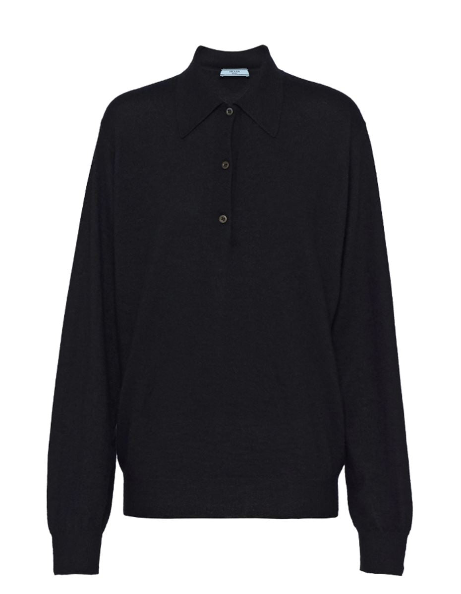 LONG-SLEEVE CASHMERE POLO SHIRT PRADA