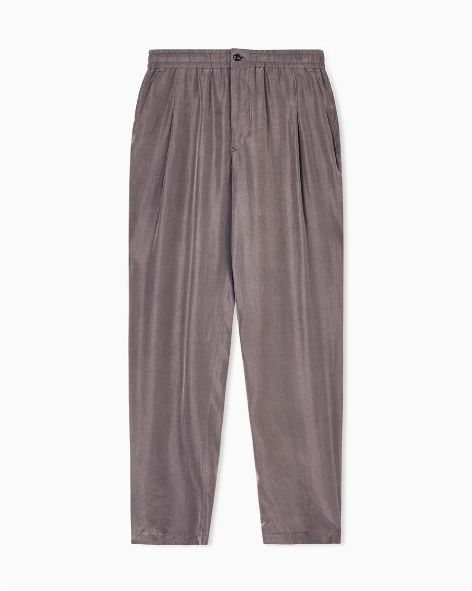 flat-front trousers in faded lyocell canvas