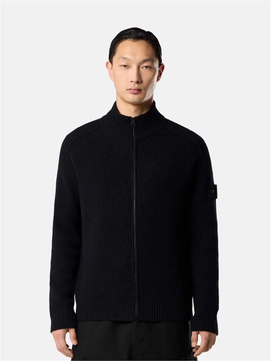 Zip-up jumper with raglan sleeves and ribbed trims