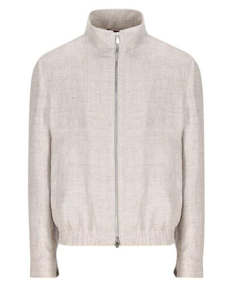GREY ZIPPED BOMBER JACKET -  BRUNELLO CUCINELLI -  Verso