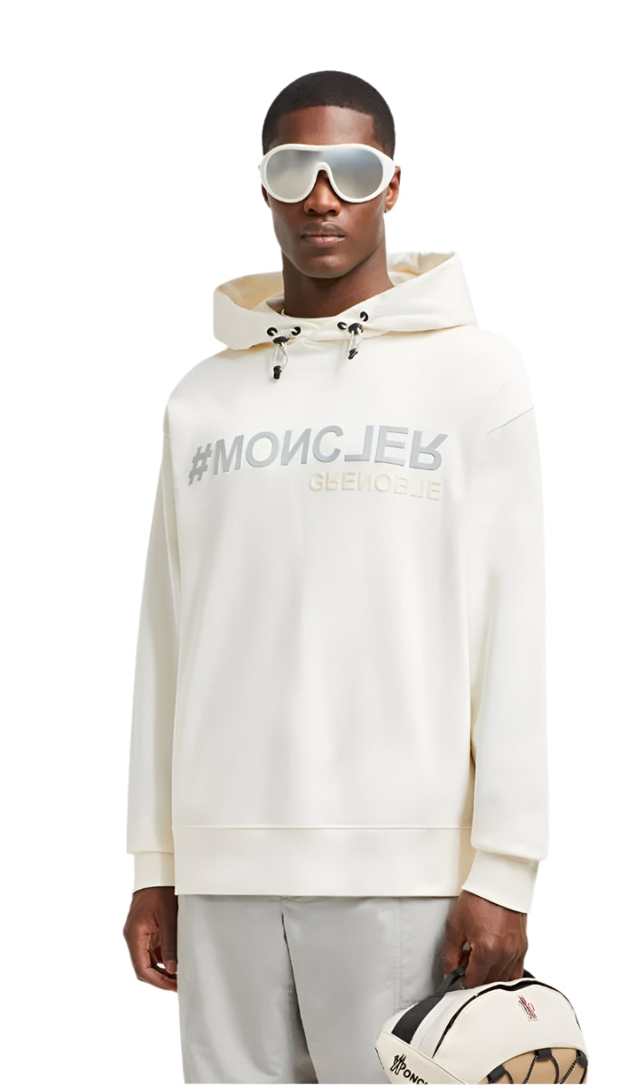 MIRRORED LOGO COTTON HOODIE - MONCLER - Verso