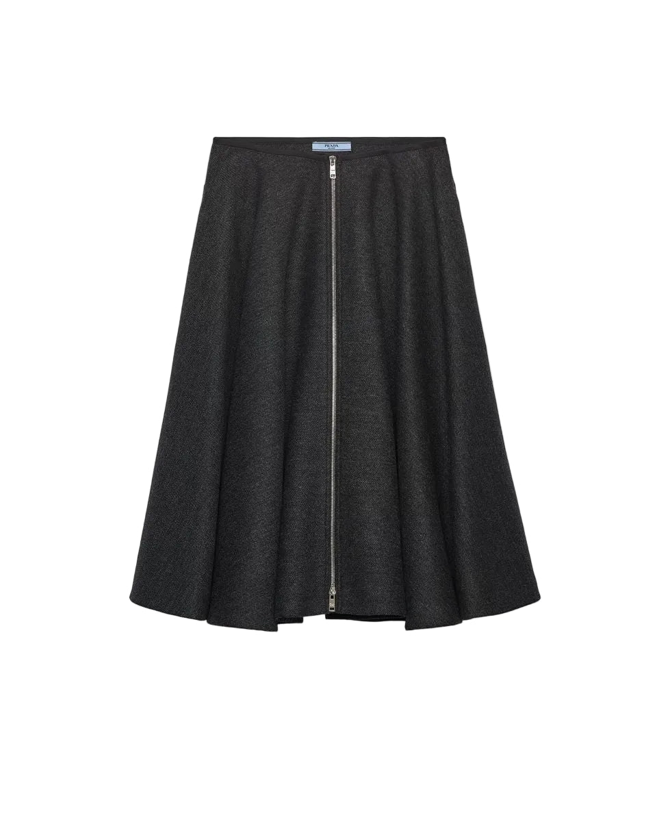 Double wool midi-skirt